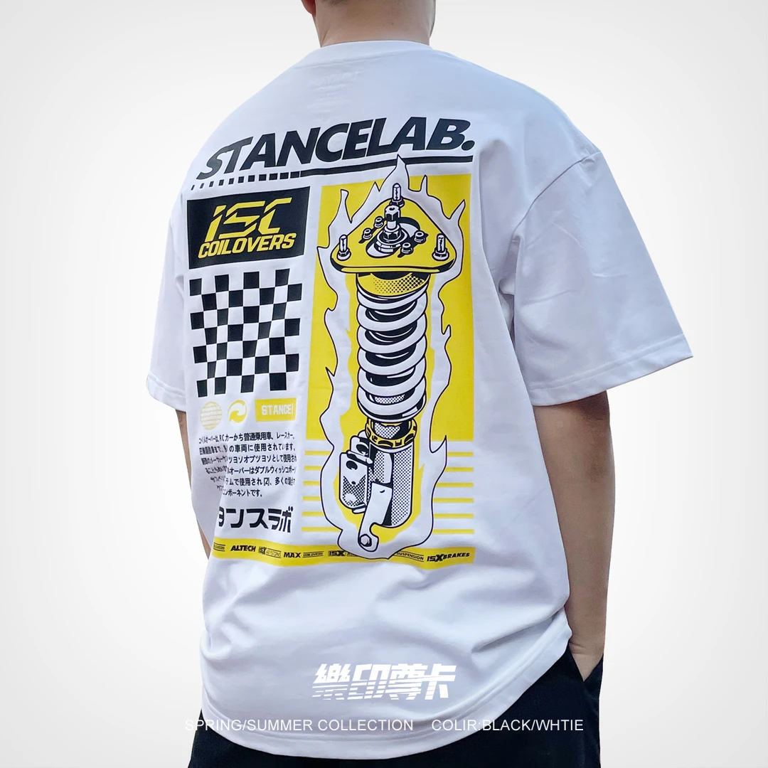 isx coilovers短袖避震T恤汽车文化衫改装车T恤夏日潮流圆领上衣