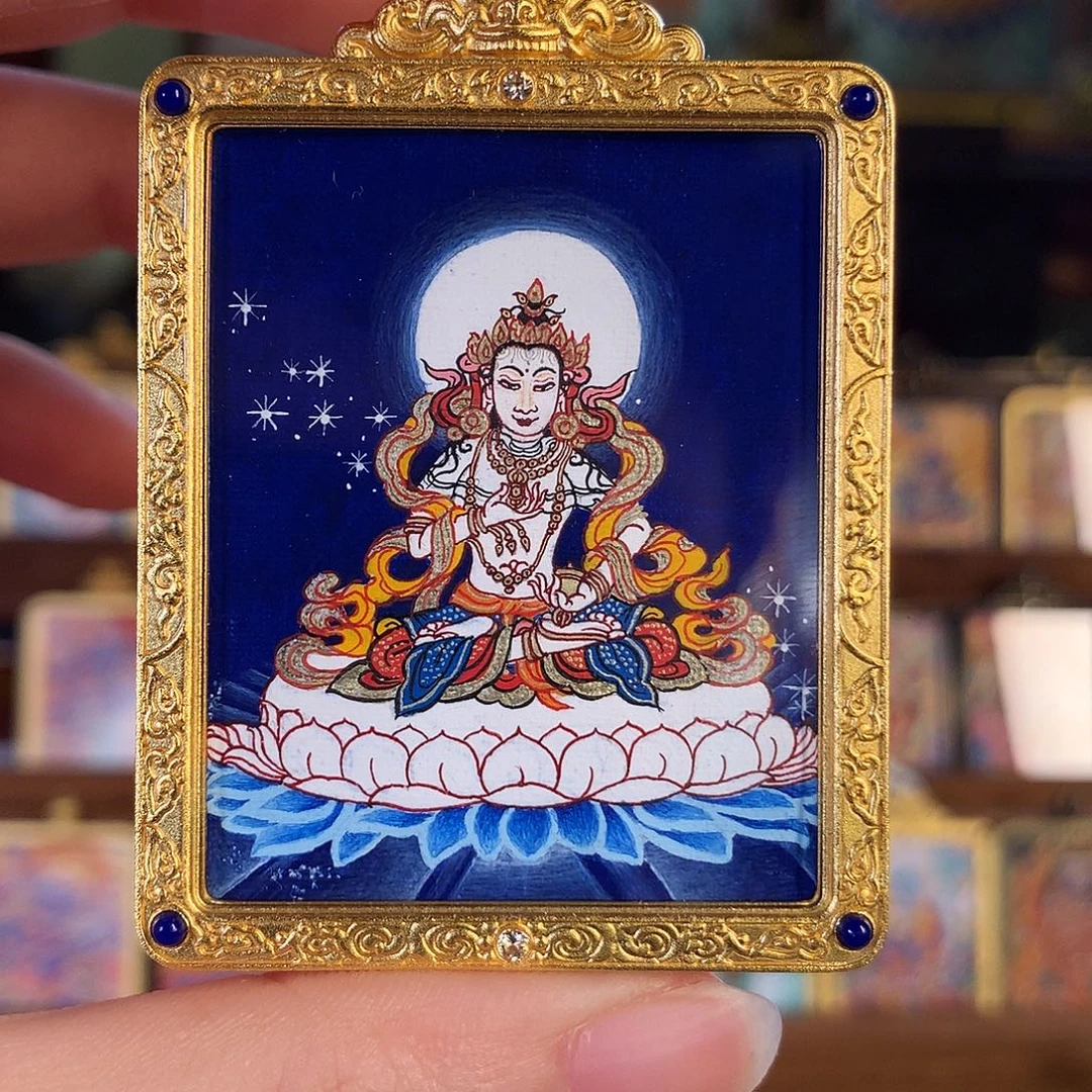 吊坠热贡纯手绘唐卡萨埵