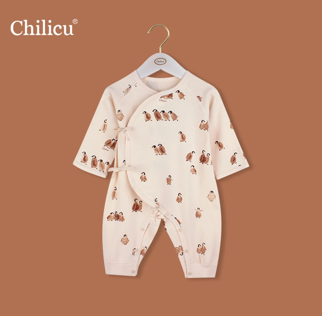 【屁姐】chilicu 春秋款婴儿新生儿纯棉绑带连体家居哈衣
