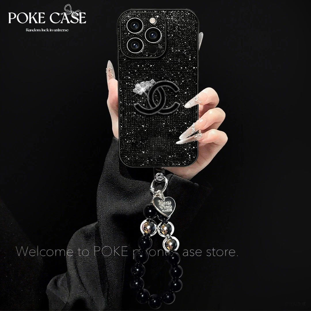 精孔闪钻黑色闪格双c贴件适用苹果oppo华为vivo小米手链手机壳