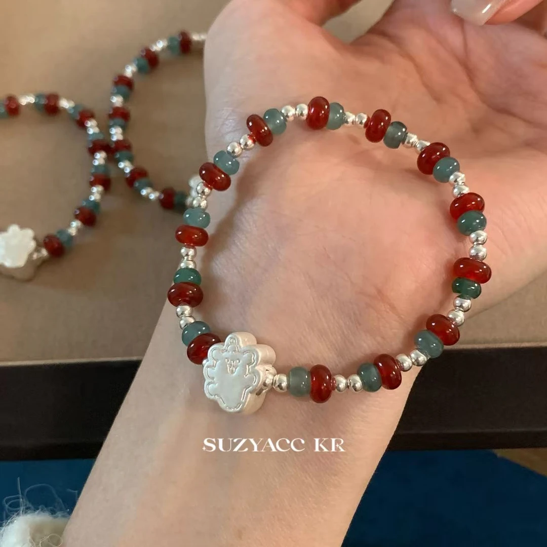 Suzyacc Kr 925银手链 【圣诞小狗】线条小狗手链女气质百搭DC0329