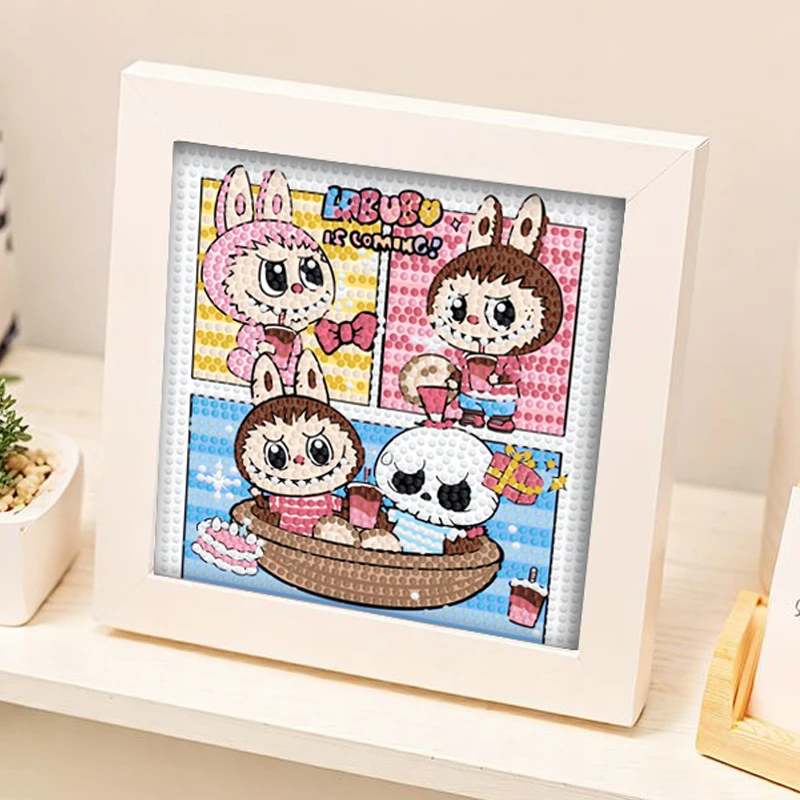 拉布布亮钻儿童diy手工满钻钻石贴画带框儿童生日礼物点钻画