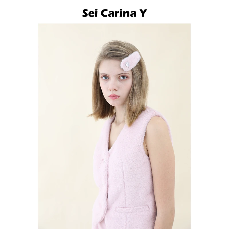 SeiCarinaY方钻大号毛毛发夹女侧边刘海发卡秋冬新款小众高级感