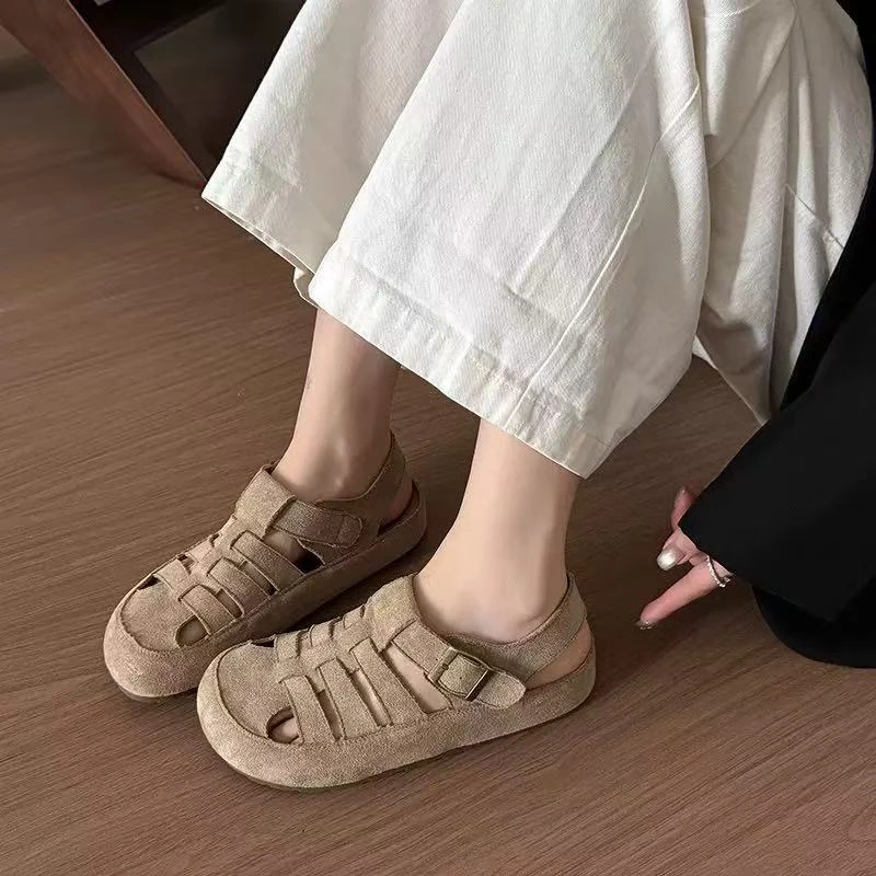 西米童装~【猪笼鞋】复古镂空猪笼凉鞋2025女鞋高级感轻奢上档次