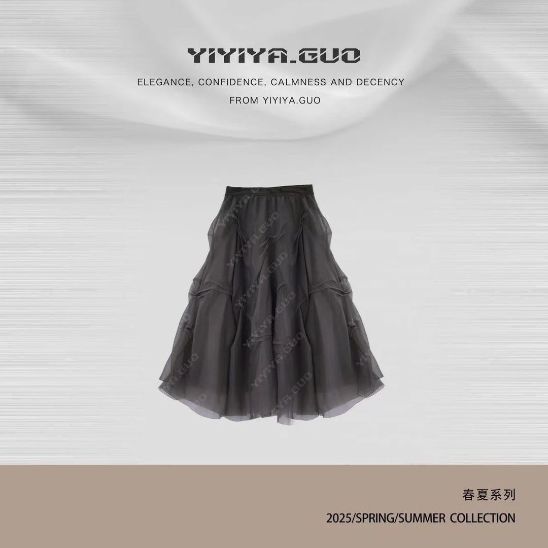 yiyiya.Guo艺艺吖【梦幻佳人】休闲时尚百搭松紧腰四色半裙0881SS52