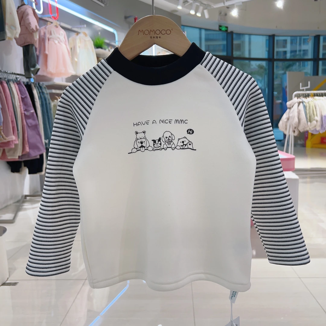 MOMOCO/玛米玛卡冬季立体卡通条纹打底衫德绒打底衫77430239030