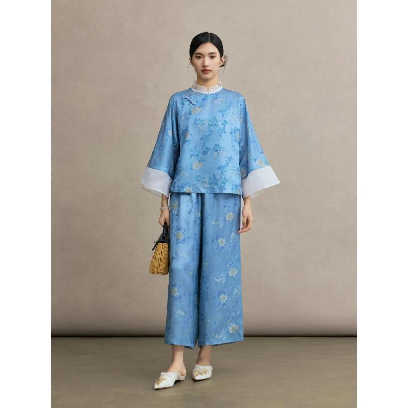 「潇湘裤子」·锦依天裁原创手工国风高档显瘦中式长款汉服配套裤子