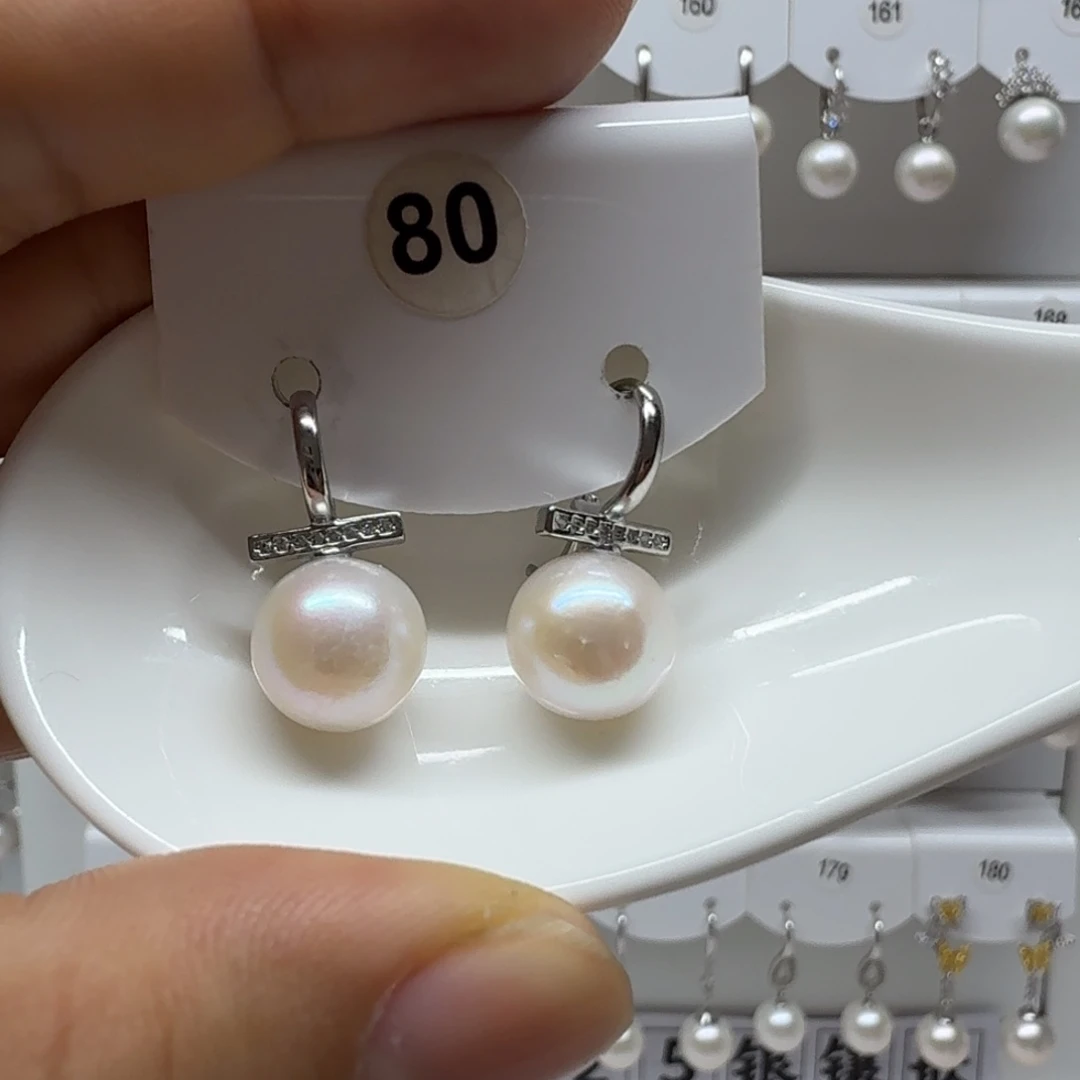 淡水珍珠银S925镶嵌耳饰珍珠