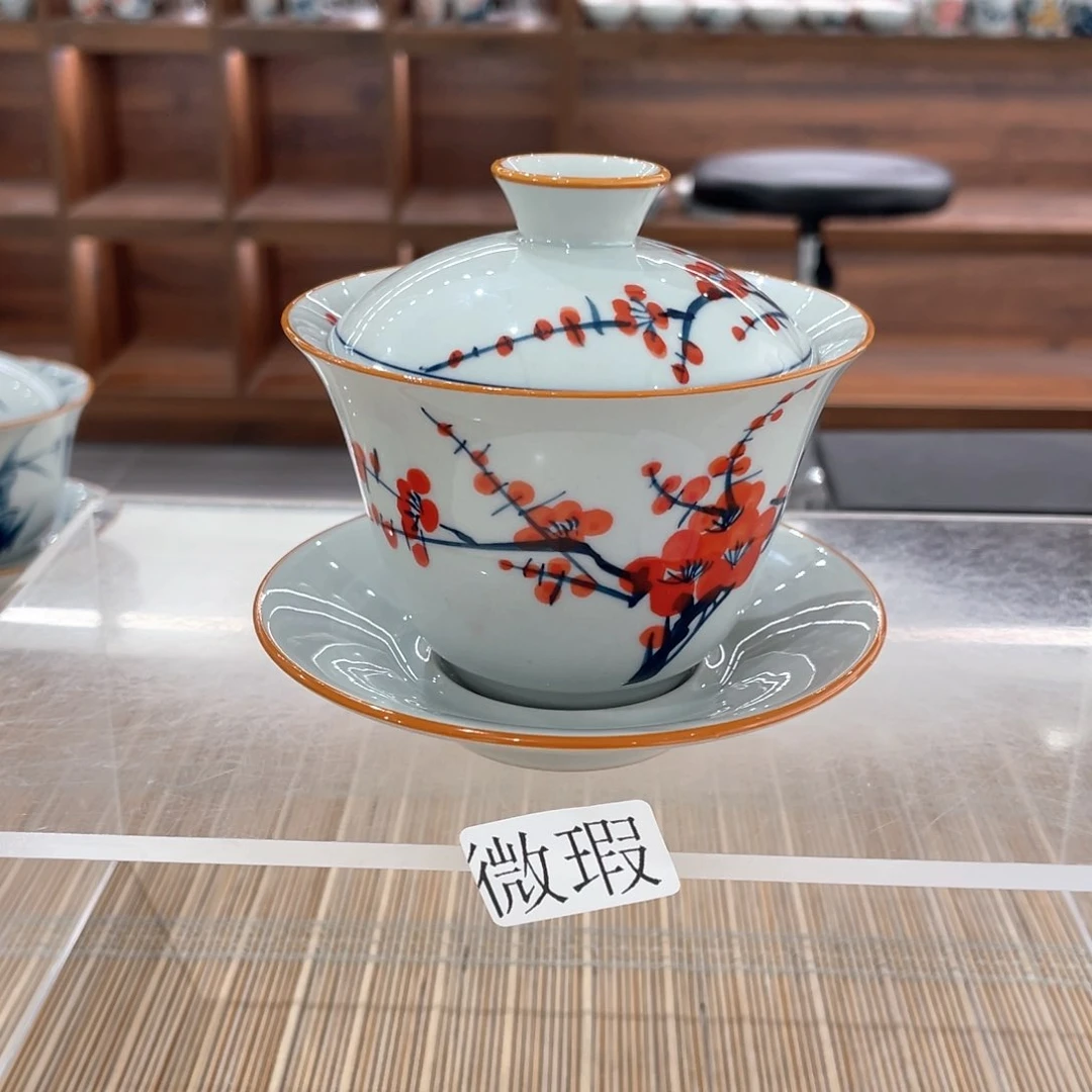 釉下手绘茶具微瑕