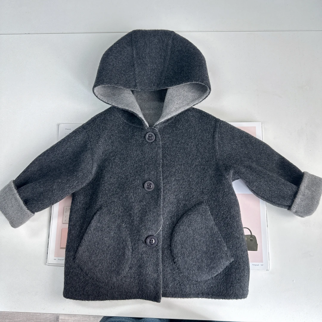 【双面穿双面呢外套】婴儿童上衣服男童女宝宝春秋冬大衣女童KK