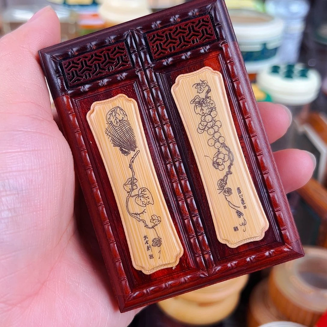 张圣林双格竹林金钟盒一个