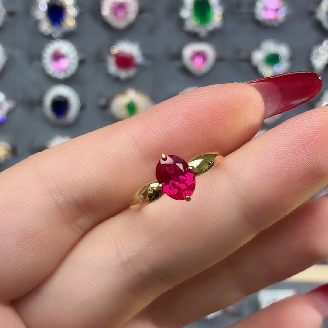 925银培育卢比来色宝石