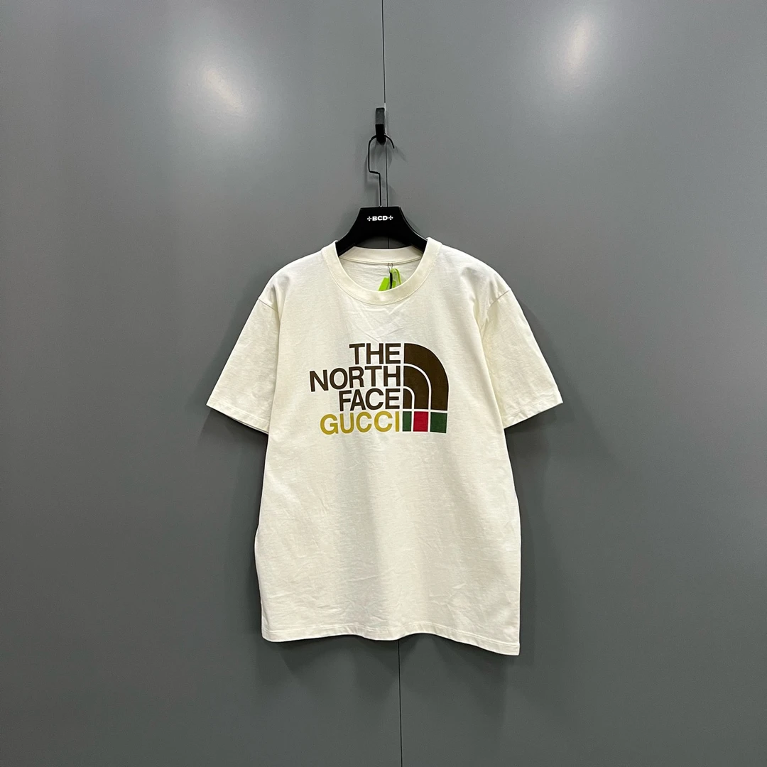 95新 GUCCI/古驰 （ll）白色印花logo短袖9新605956无领无洗标