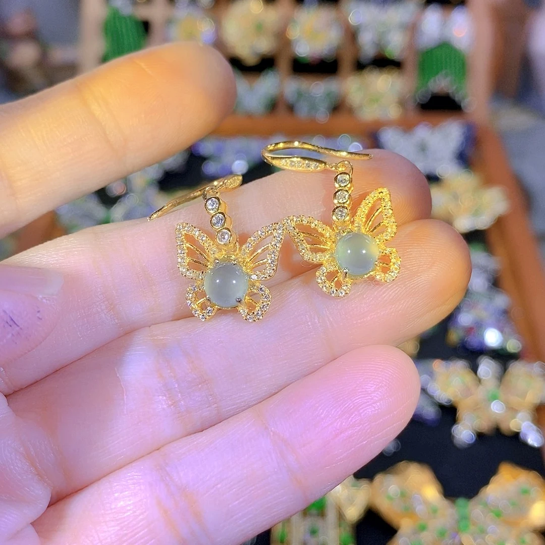 吊坠(不含链)银S925镶嵌翡翠