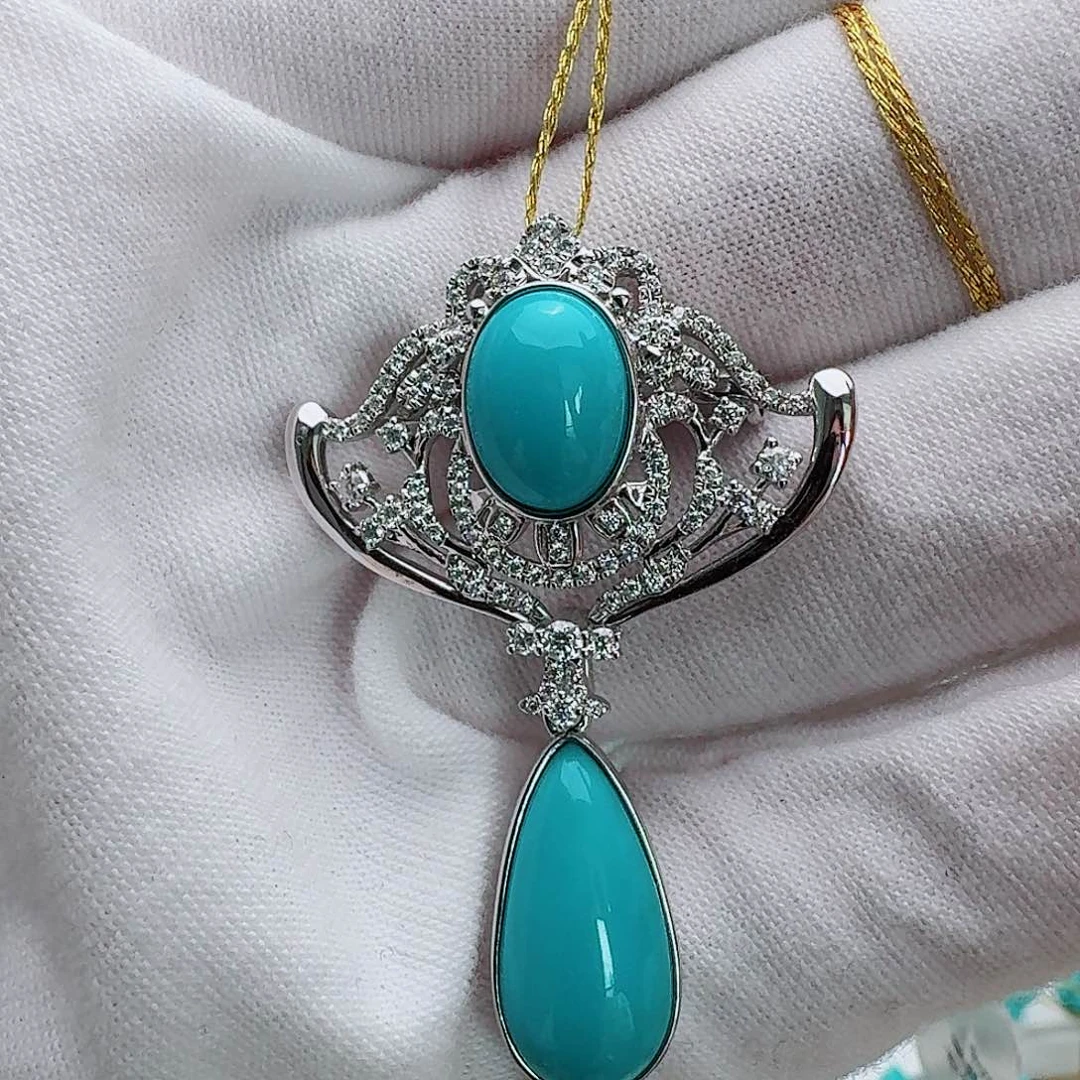 18K金镶嵌绿松石珠宝奇石