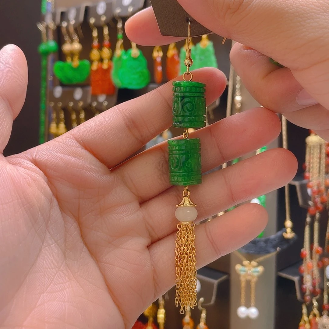 翡翠合金耳饰笑*笑翡翠一只