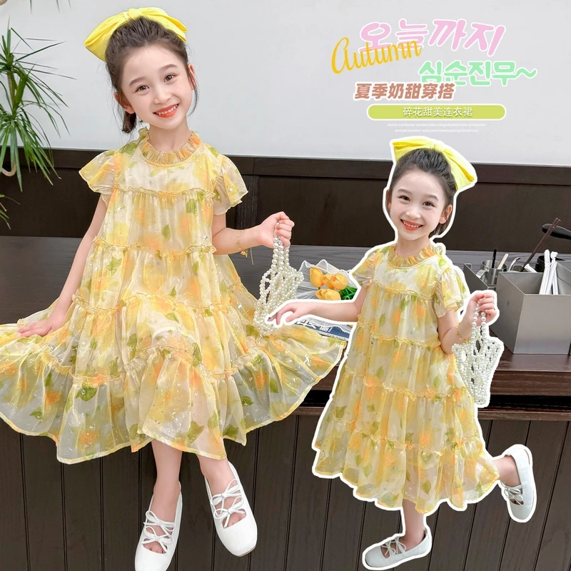 夏季女公主裙连衣裙公主泡泡袖裙女孩亲子装夏装洋气童装奶甜