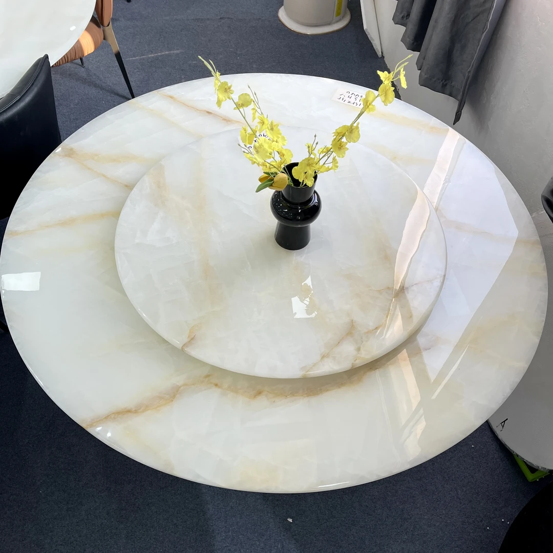 【金丝冰玉】天然奢石餐桌意式轻奢简约大水晶冰玉高级感圆餐桌