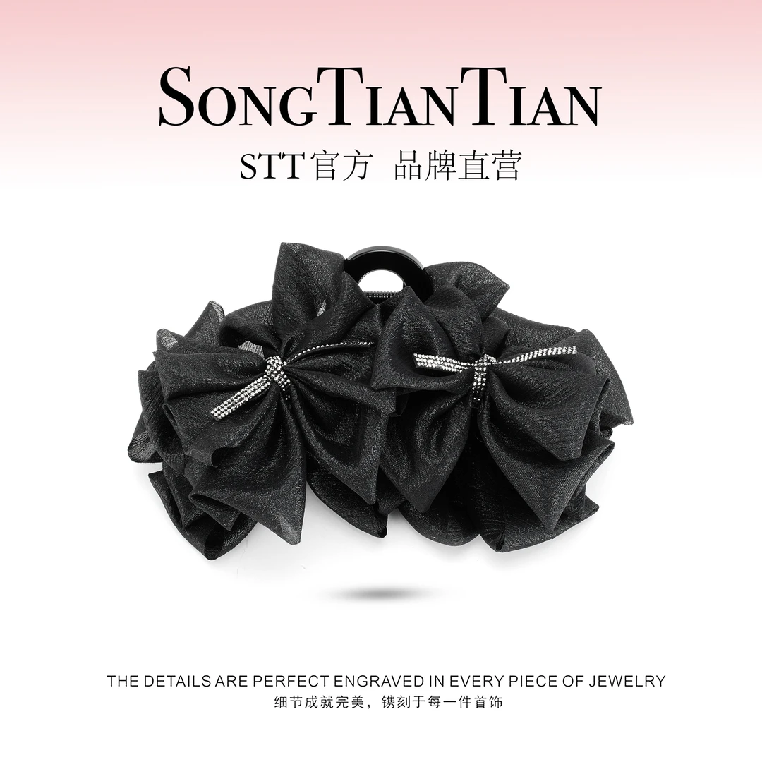 【STT】黑色13cm蝴蝶结时尚抓夹029-008