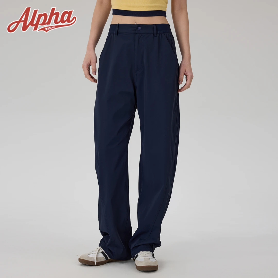 AlphaGym【加色】快干透气微弯刀裤显高男女松紧腰宽松休闲阔腿裤