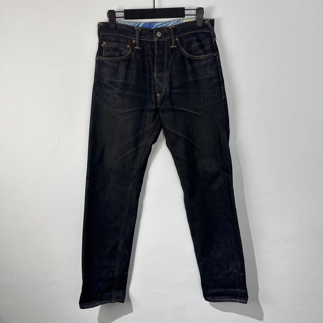 90新 Evisu 30码/EVISU字母踏浪猛虎大M牛仔裤/9新