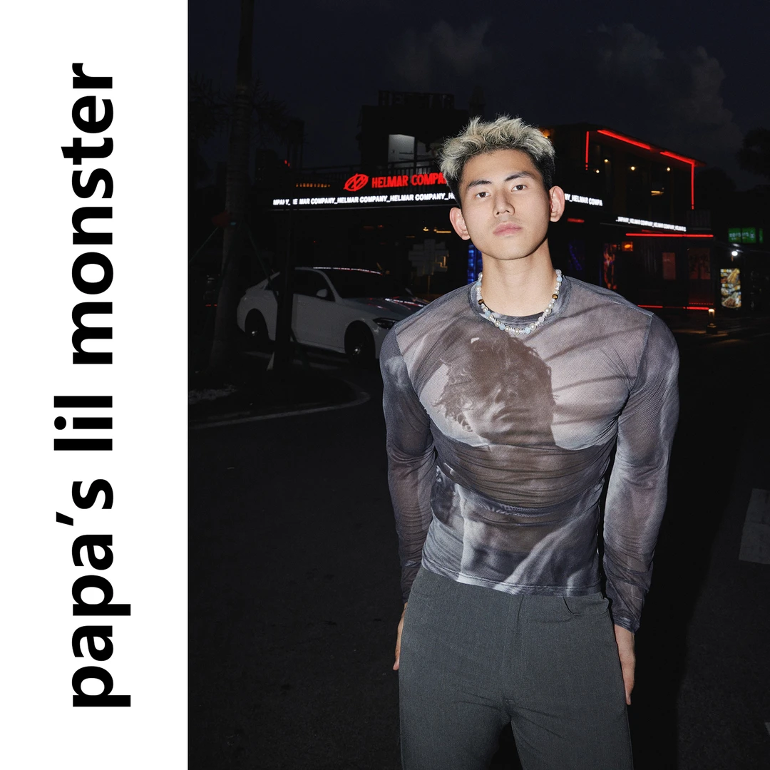 PAPASLILMONSTER【原创】街头人物画像长袖T恤男夏季唯美微透上衣