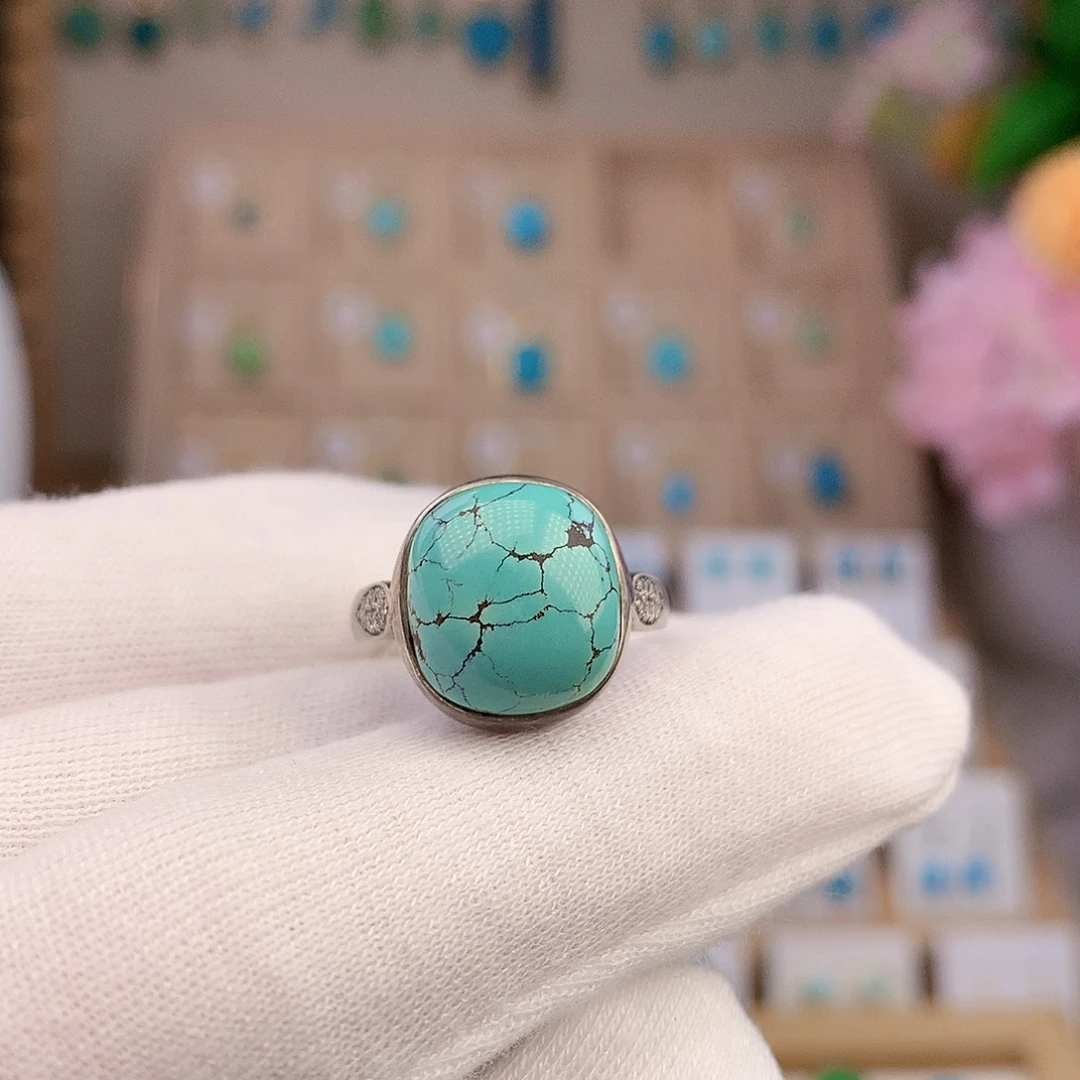 绿松石银S925镶嵌戒指