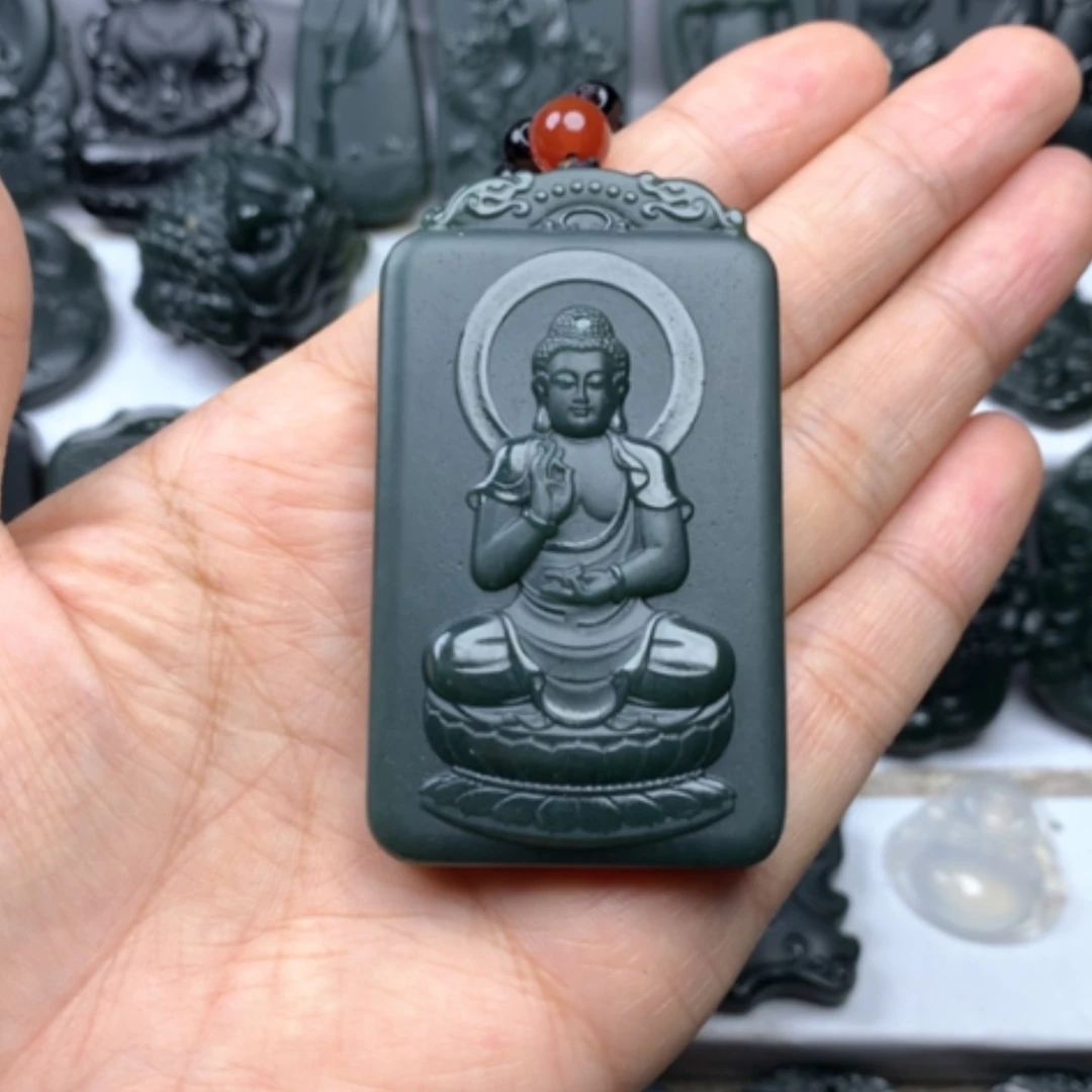 【闪购商品】颈饰未镶嵌和田玉（青玉）双面雕刻