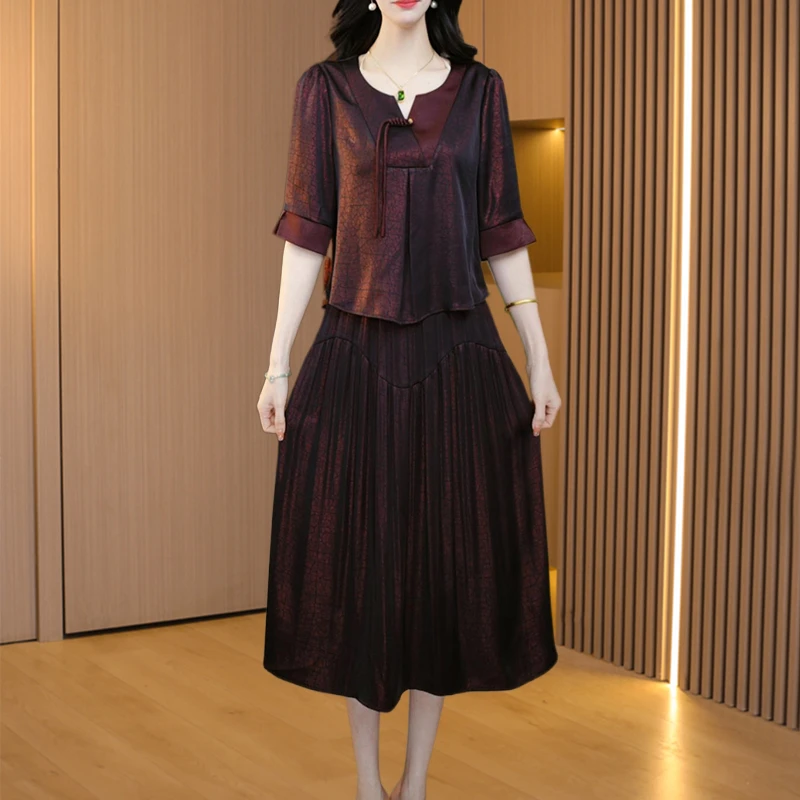 【可蓓儿】喜婆婆冰丝洋气休闲连衣裙2025新款夏时尚爆款假两件裙子