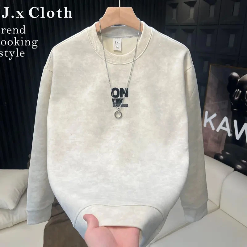 爆款扎染休闲圆领男士卫衣2025秋冬新款轻奢时尚百搭长袖上衣男款