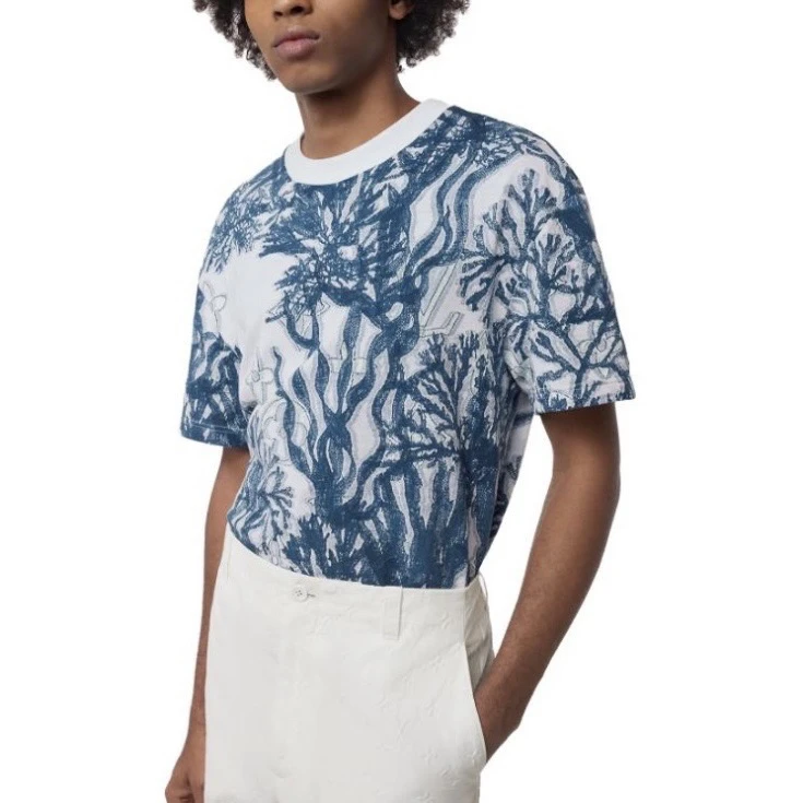 99新 LouisVuitton/路易威登 52636/FW23 蓝色满印短袖T恤/4L码