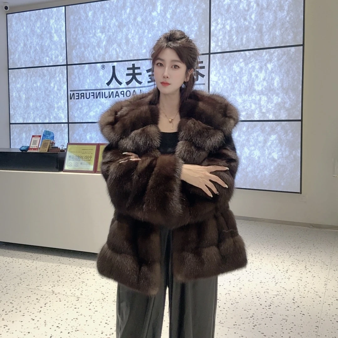 LP8820冬季百搭时尚潮流设计师秋冬女士上衣女外套水貂貂皮