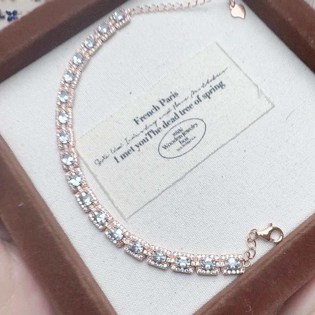 海蓝宝石手链银S925镶嵌