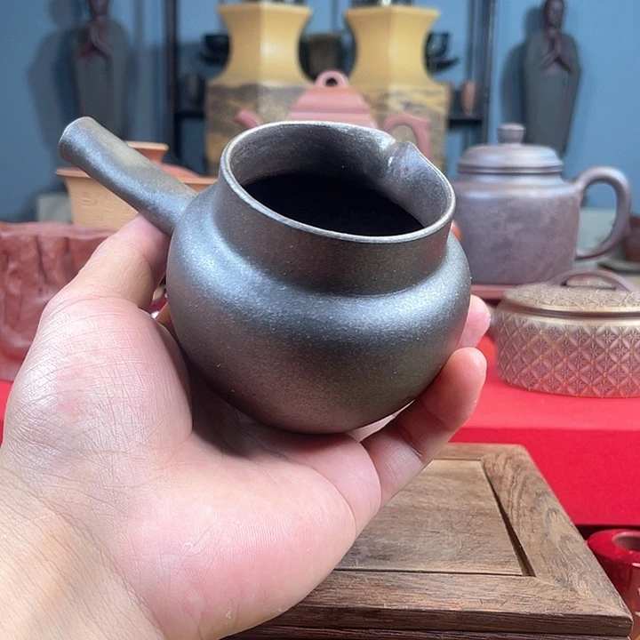 茶杯紫砂紫砂侧把公道微瑕
