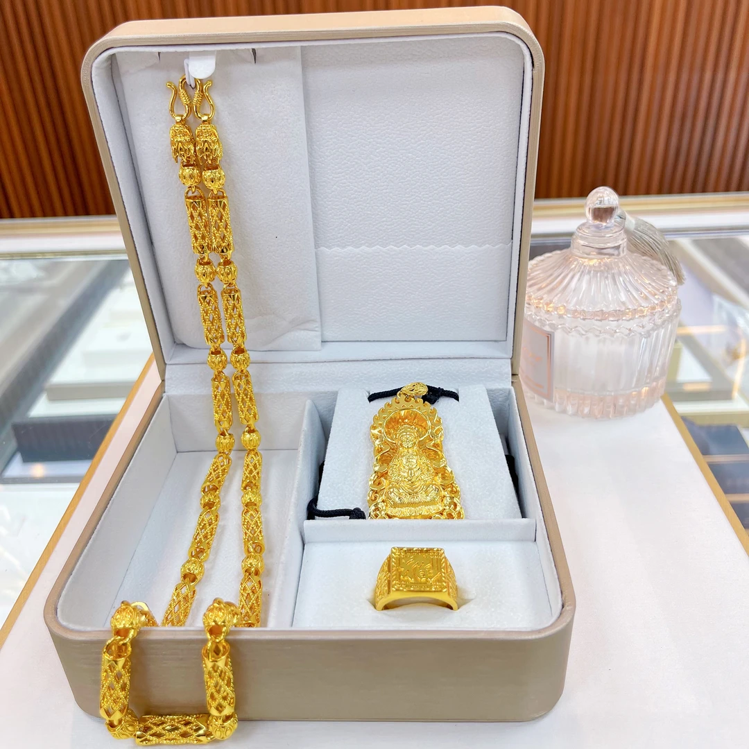 合金项链 2025款竹节镂空项链三件套（项链+吊牌+戒指）