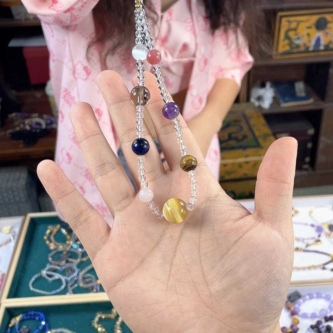 水晶手链银S925镀金镶嵌