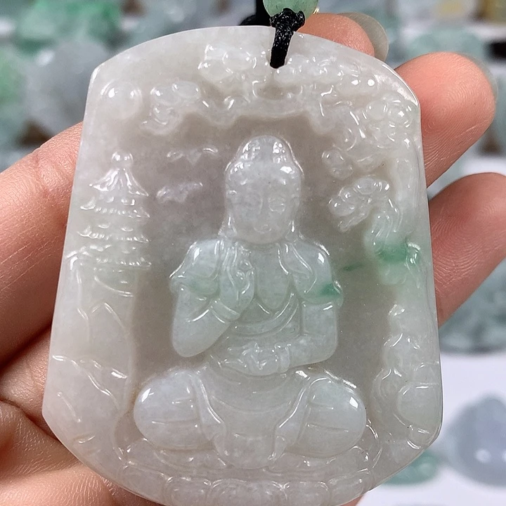 翡翠未镶嵌颈饰阿尼陀佛福利卡厚8