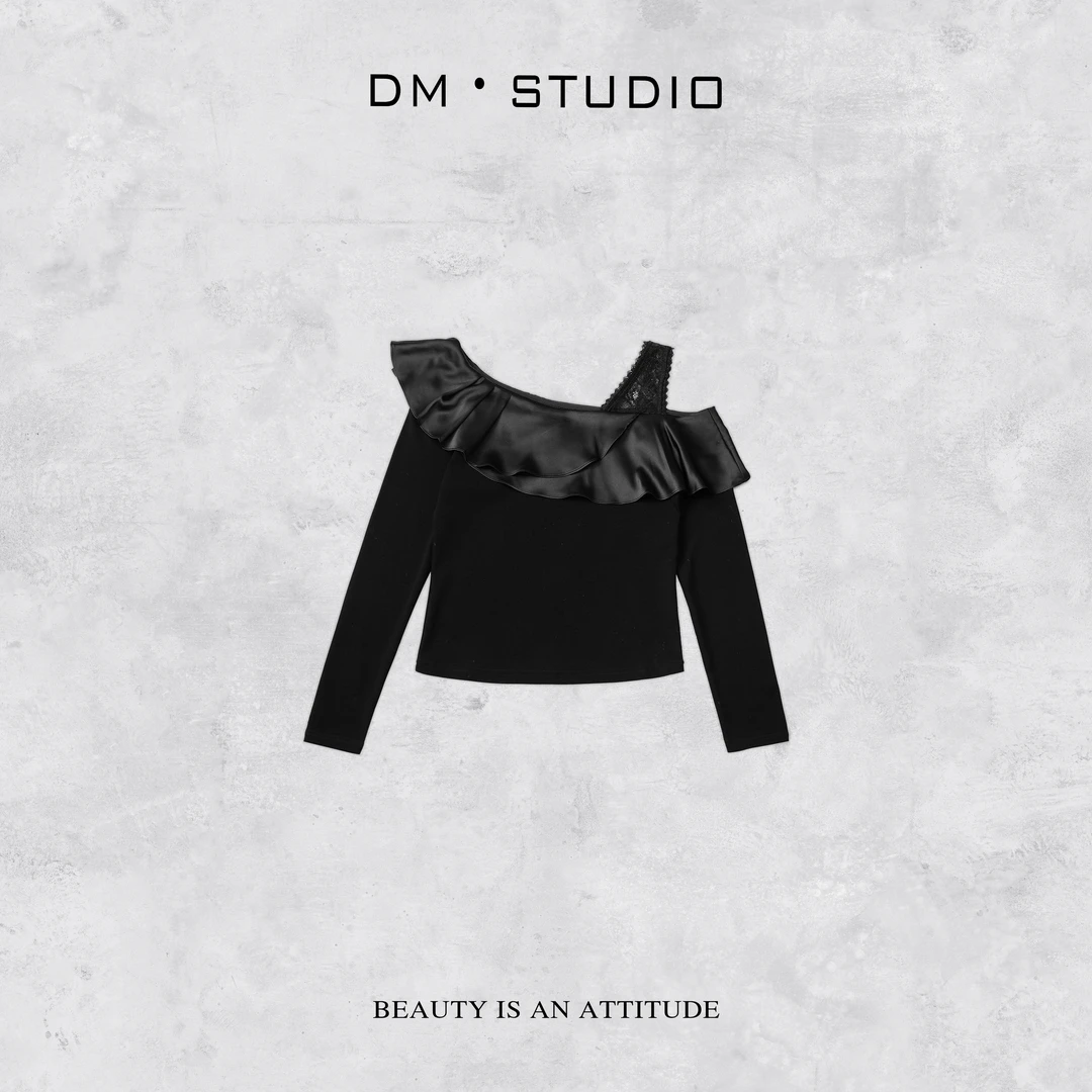 -DM•STUDIO/小众设计时尚荷叶领吊带一字领上衣内搭（28065）