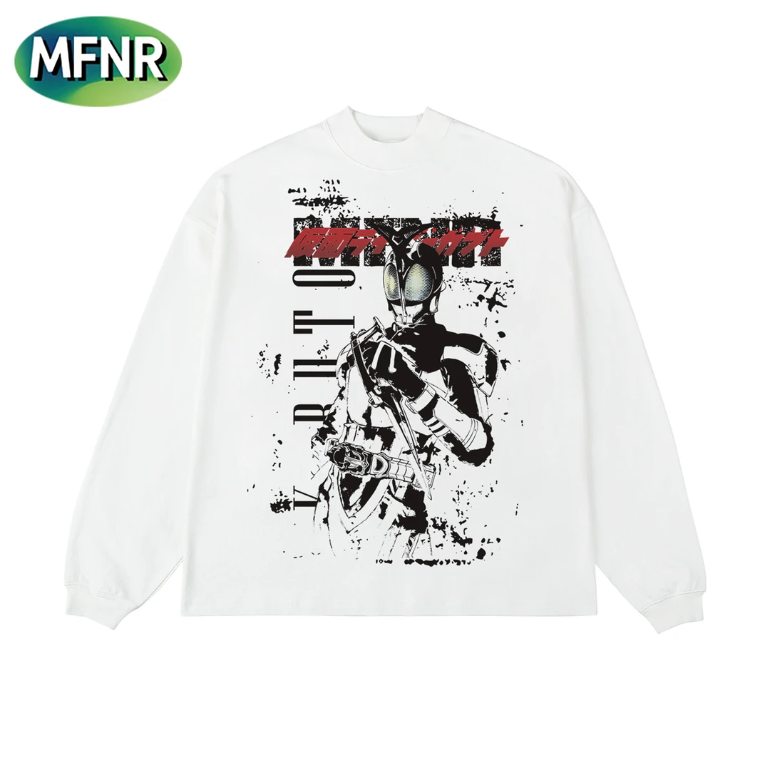 美式复古人物印花长袖T恤男秋冬新款宽松设计感重磅纯棉百搭上衣