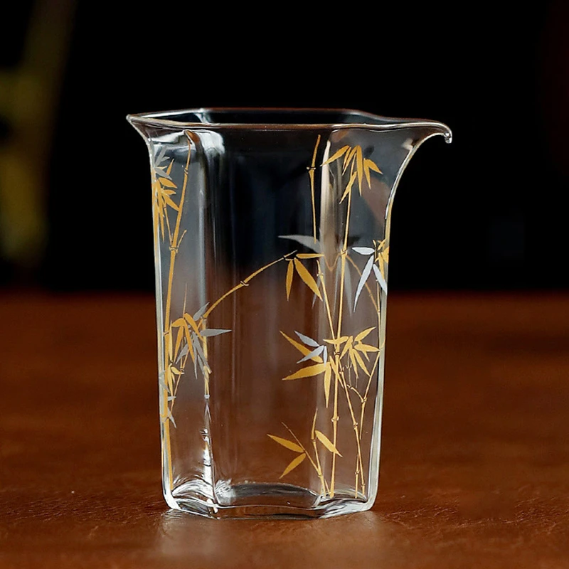 素兴堂金银竹耐热玻璃公道杯家用加厚分茶器泡茶匀杯茶海高六角杯