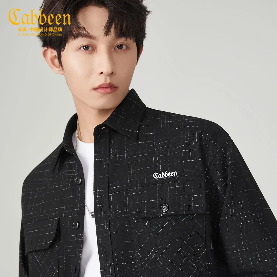 卡宾官方旗舰店男装小香风提花衬衫外套秋季长袖休闲时尚宽松夹克