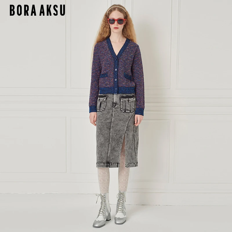 BORAAKSU春季新品复古贵气感花纱针织开衫B1EFW08060