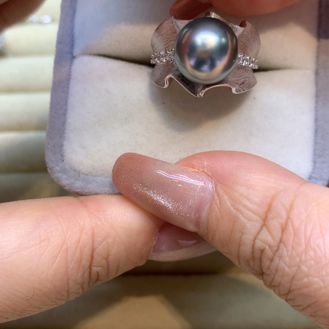 银S925镶嵌戒指海水珍珠