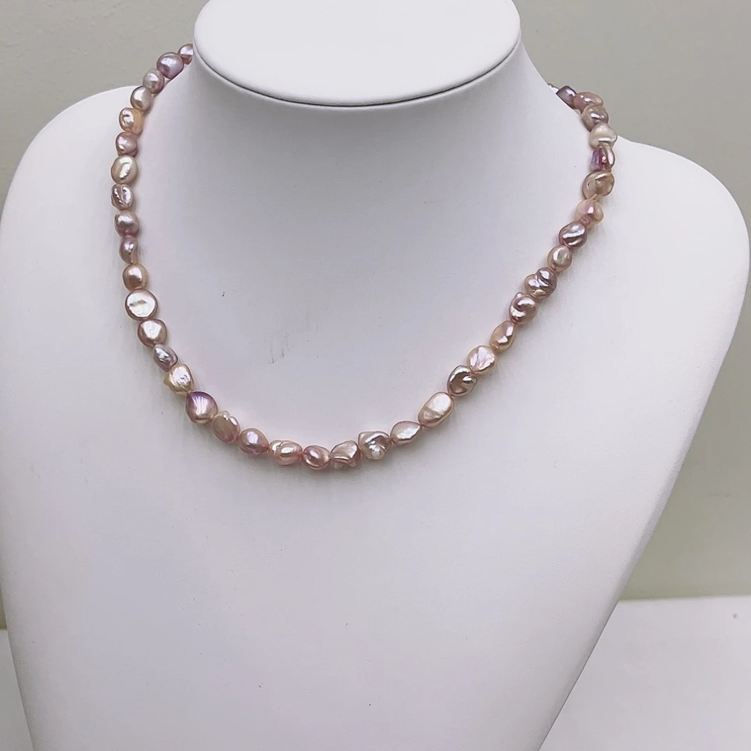 淡水珍珠银S925镶嵌颈饰看*下