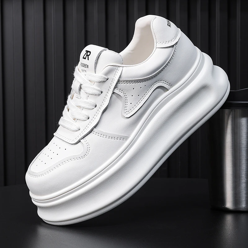 厚底小白鞋女时尚休闲系带舒适百搭圆头韩版增高鞋23703ins四季