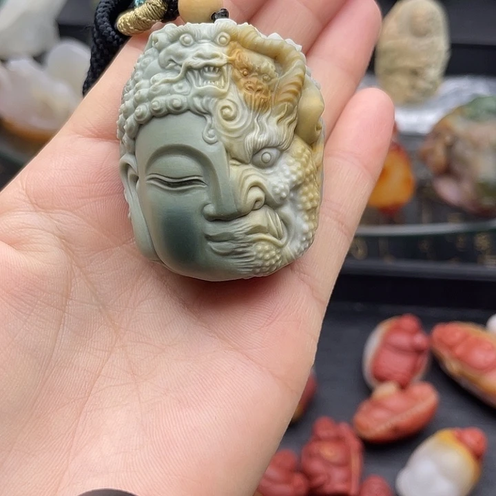 美***坚未镶嵌手把件石英质玉