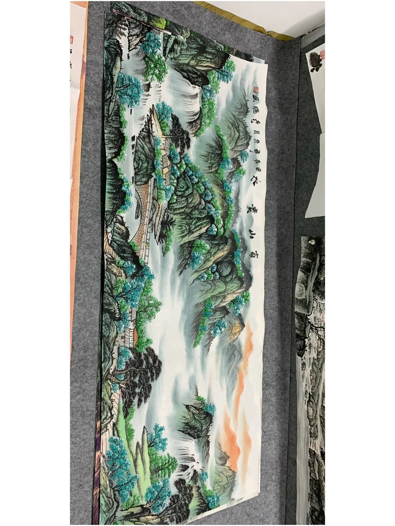 《福山贵水》 画芯尺寸：180cm*70cm山水画客厅办公室挂画