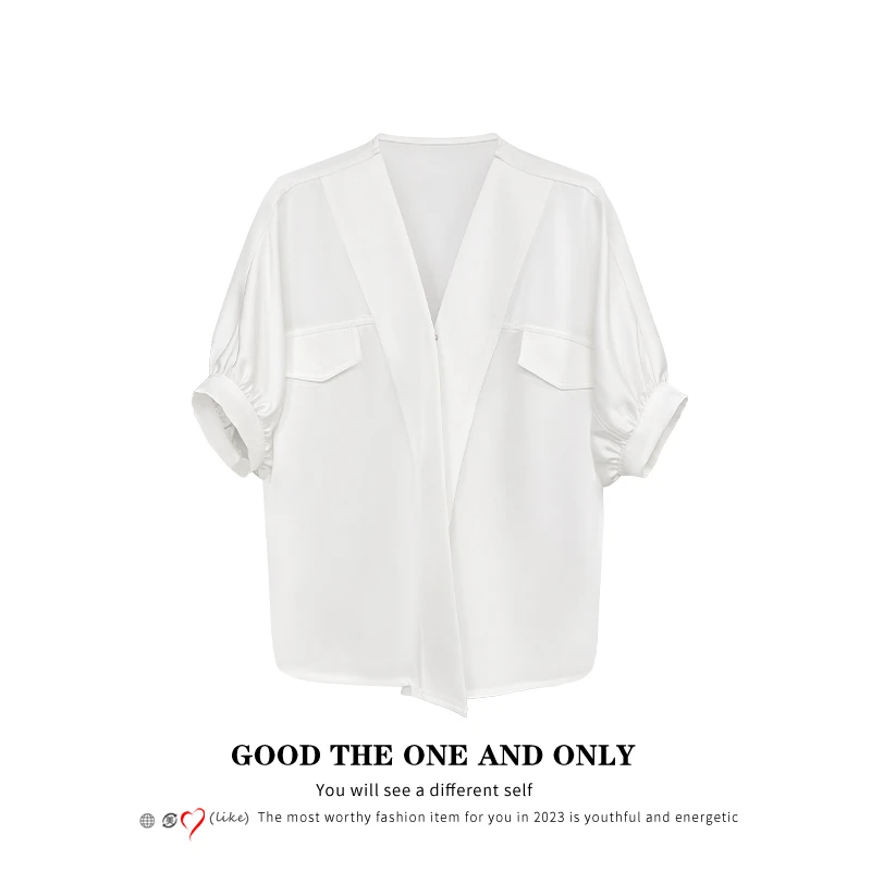 时尚高级设计简约落肩衬衫上衣300945