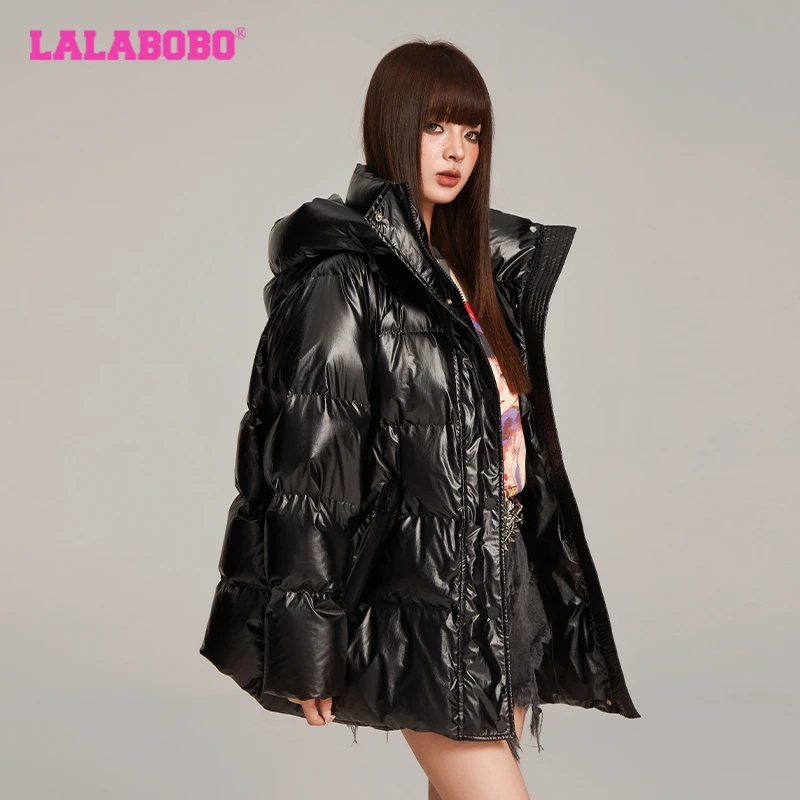 LALABOBO羽绒服2024冬季新款个性连帽保暖宽松外套LBDC-WSYR14