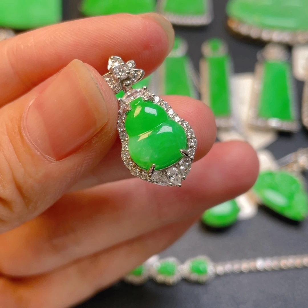 翡翠银S925镶嵌吊坠(不含链)